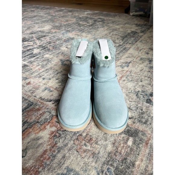 UGG Boots Womens Sz 6 Urchin Flex Bailey Mini Suede Shearling Baby Blue Wool New - Picture 2 of 15